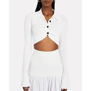 A.L.C. Ashlyn Rib Knit Crop Top Gathered Bust Size Medium